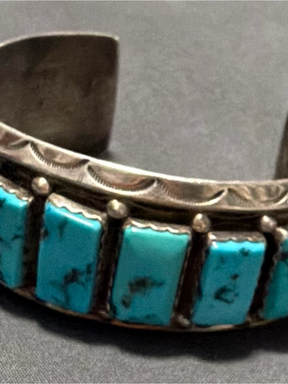Ben Yazzie Turquoise Stone Silver Cuff Bracelet - Women Jewelry
